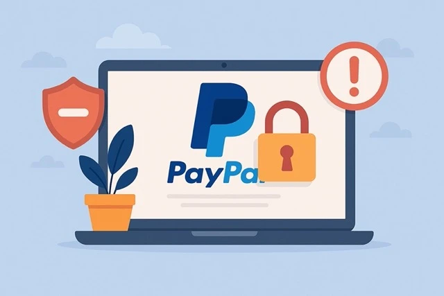 News CestaOrganica Conta Bloqueada no PayPal - laptop com conta paypal cadeado bloqueada